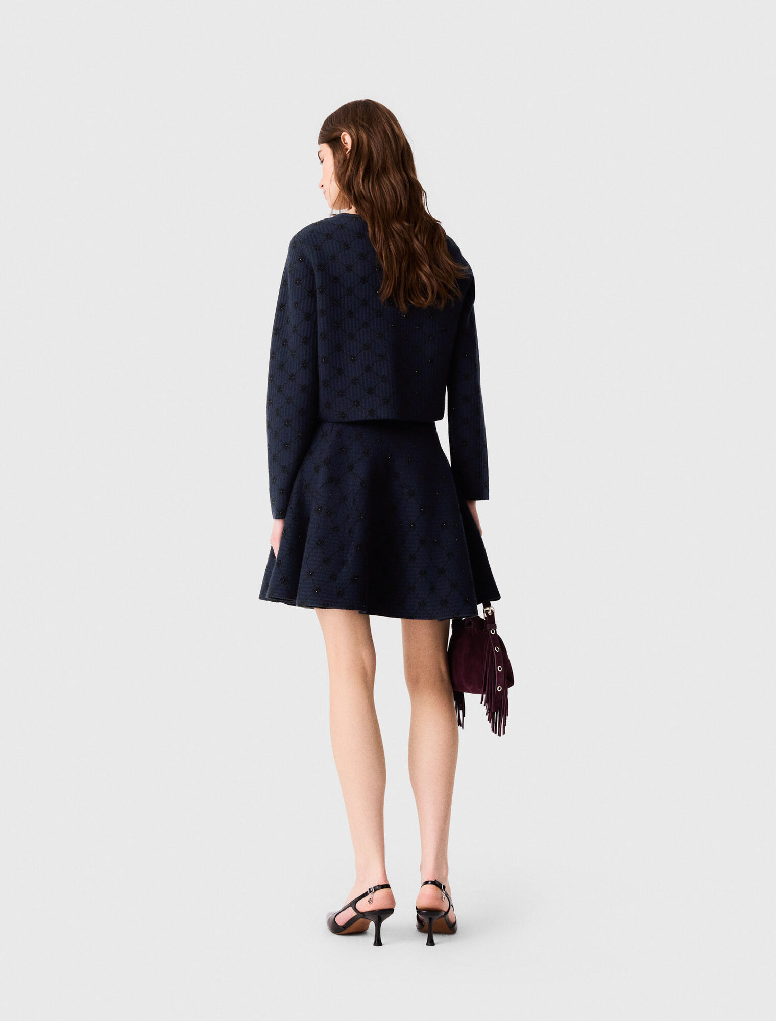 Jacquard cardigan with sequins
