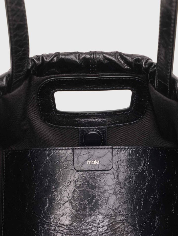 Crackled leather M Tote bag