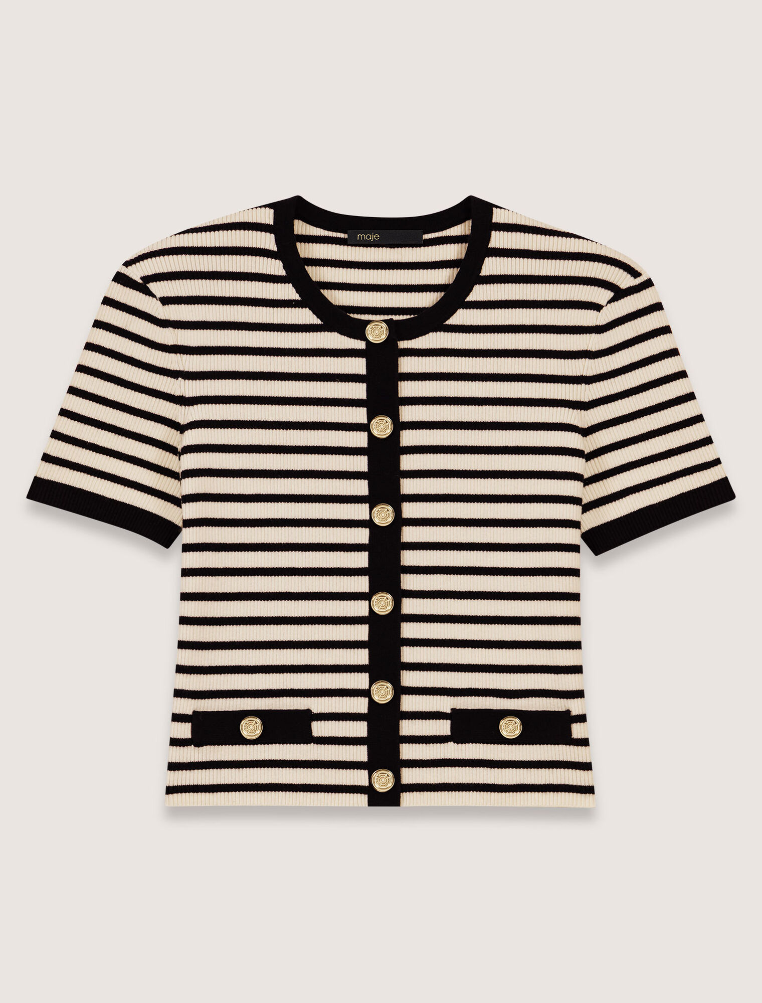Cropped rib knit cardigan