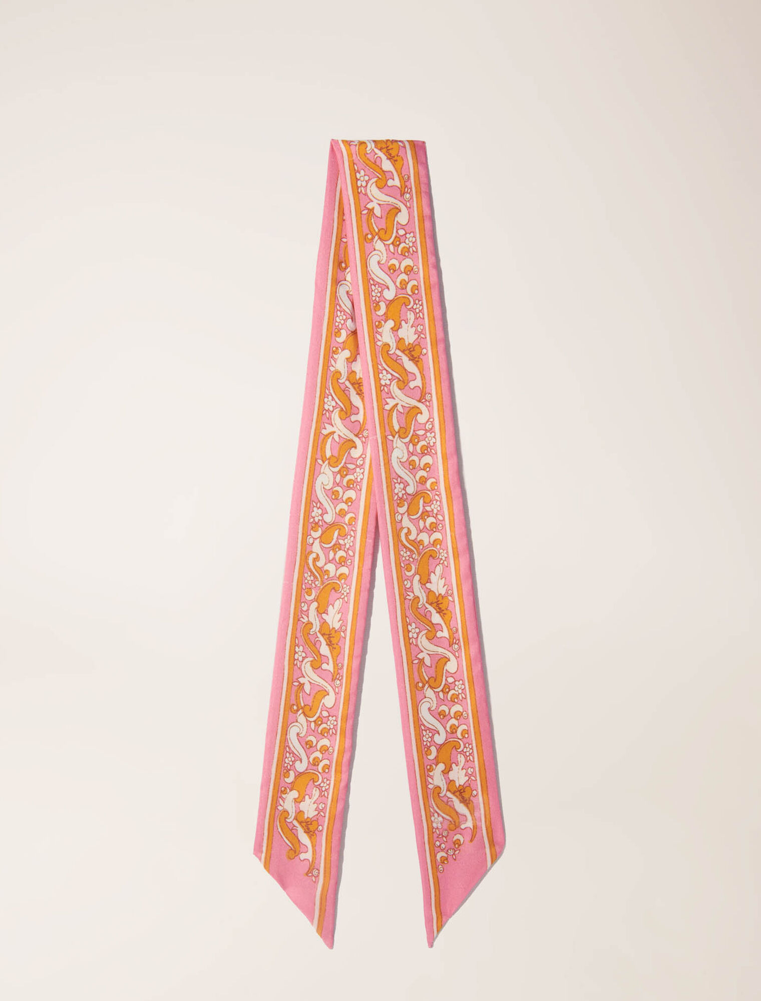 90x5cm floral motif ribbon scarf