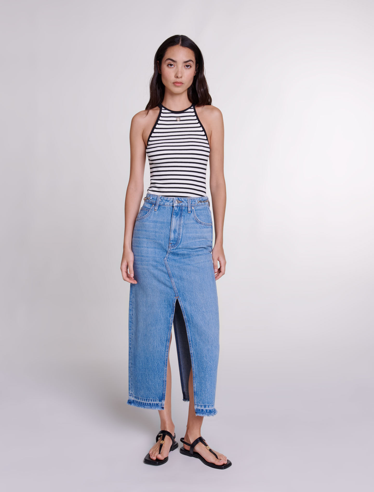 Long denim skirt in uk top
