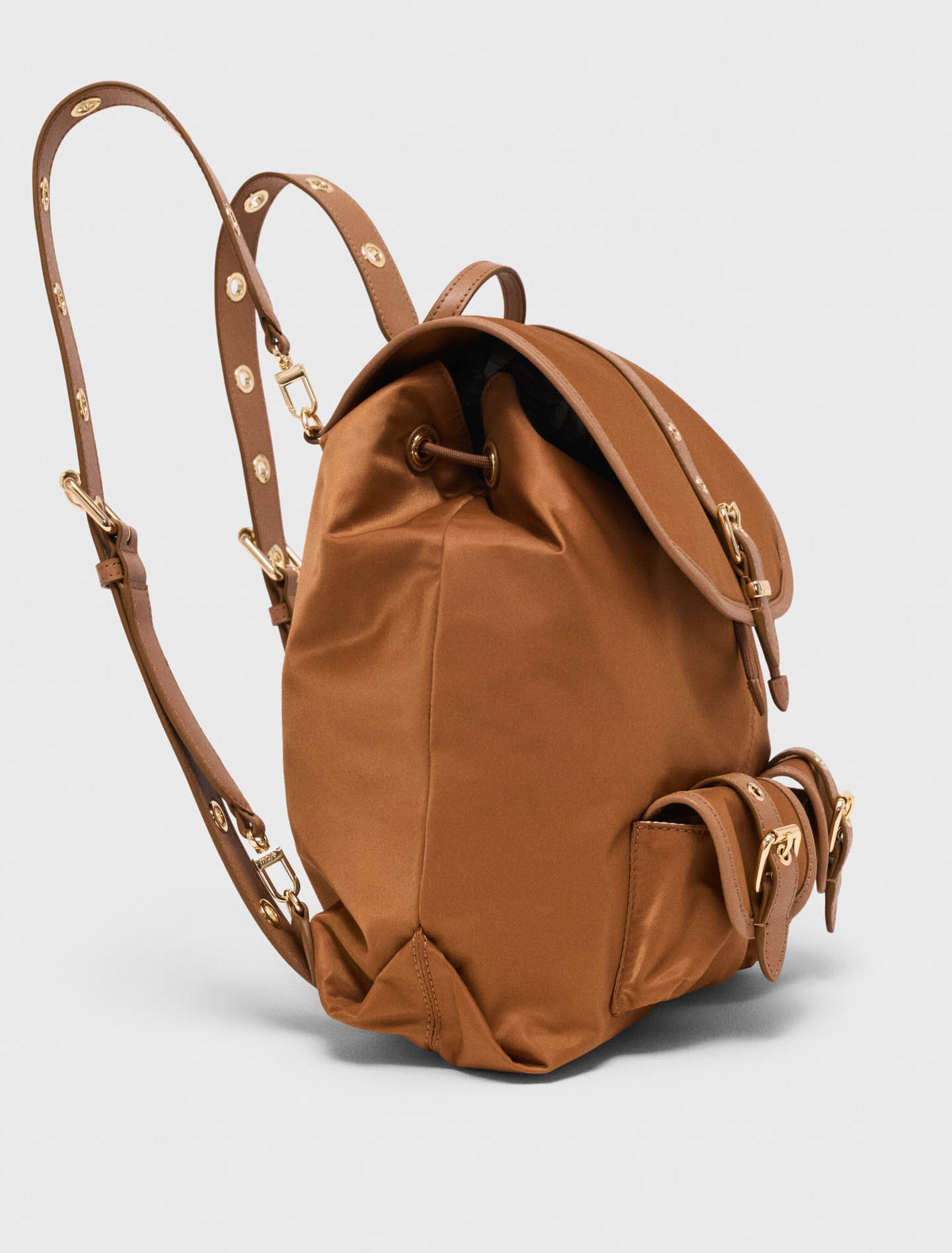 Leather and nylon backpack