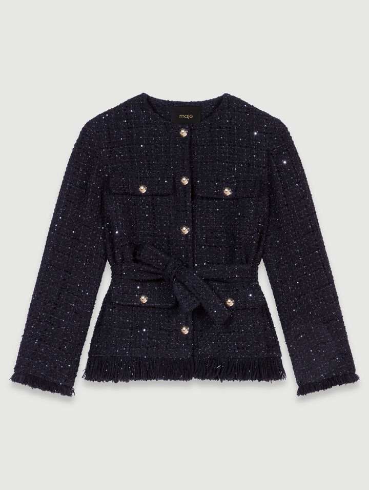 Sequinned tweed jacket