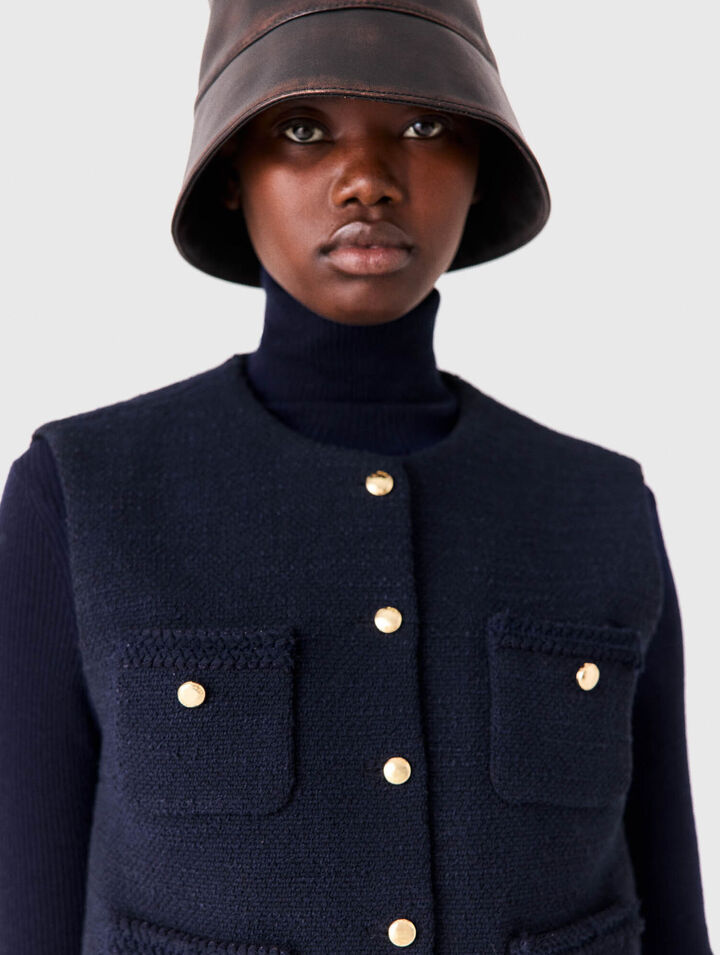 Sleeveless tweed jacket