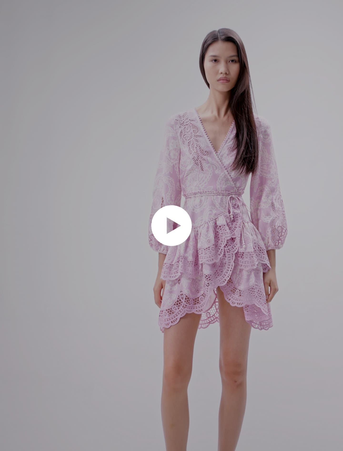 Patterned linen wrap dress