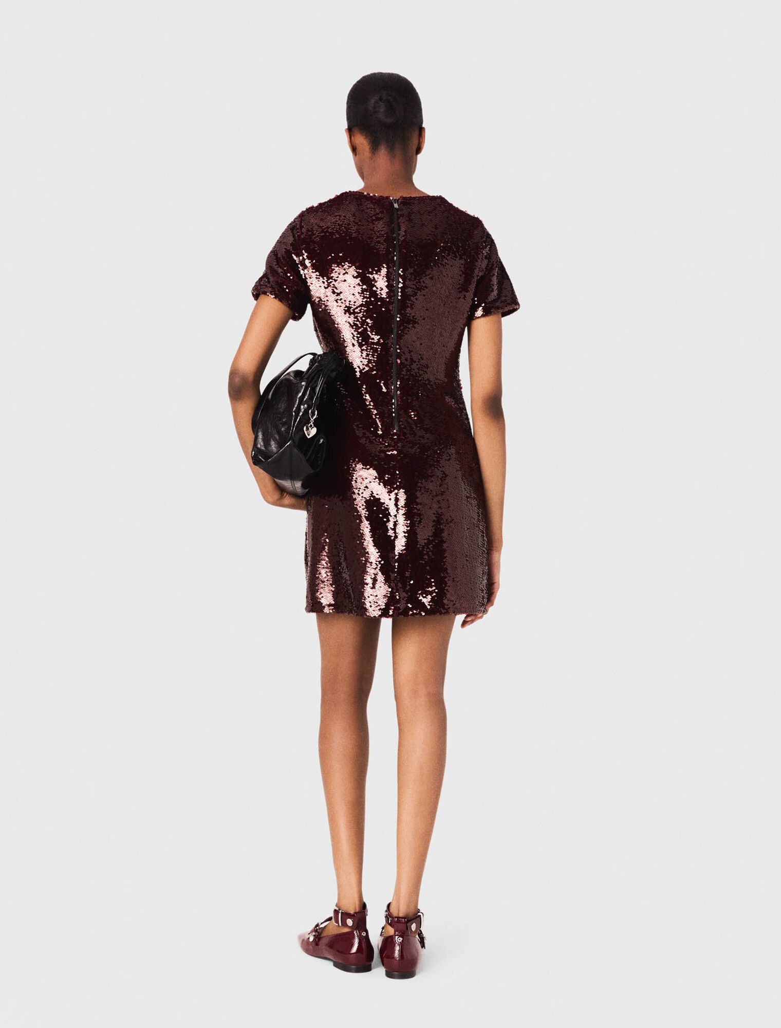 Embroidered sequin short dress