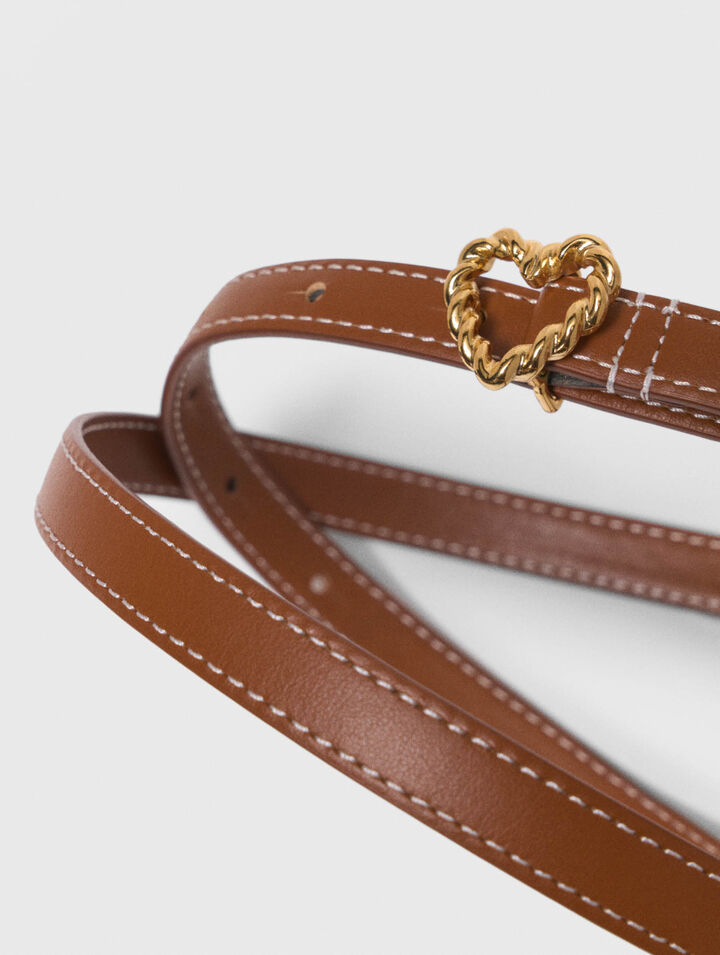Slim leather heart belt