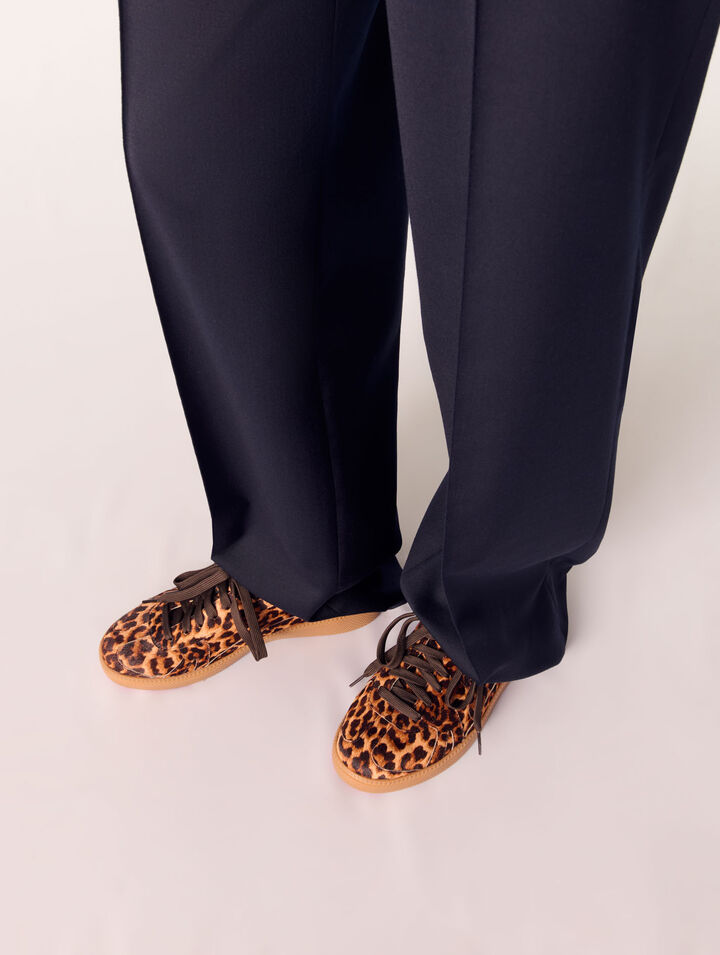 Leopard print leather trainers