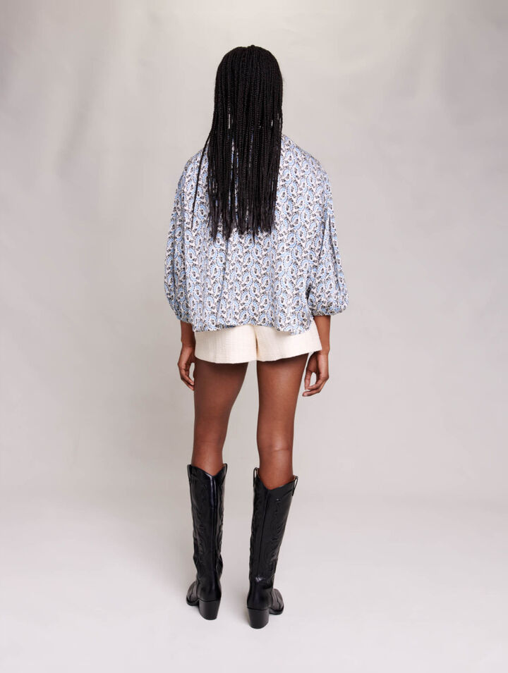 Loose-fitting satin-look blouse