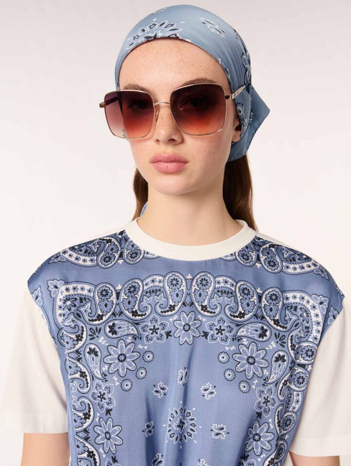 Tie-front T-shirt with print