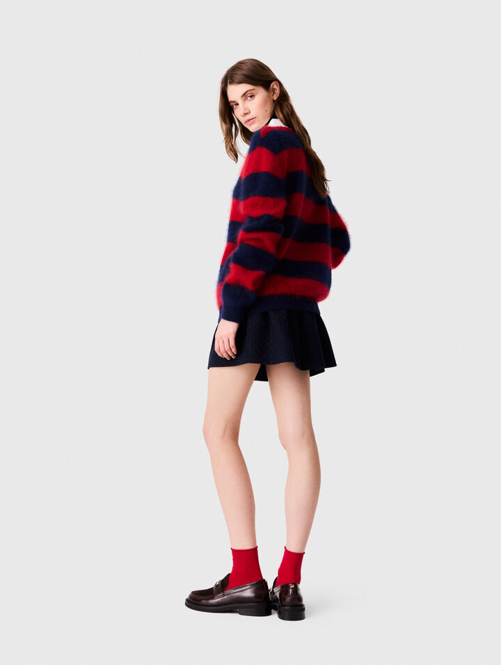 Fluffy jumper with poplin collar