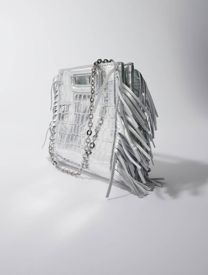 Mini embossed-leather M bag with chain