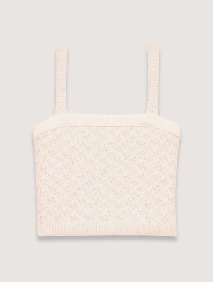 MAJE TWEED-EFFECT KNIT CROP TOP