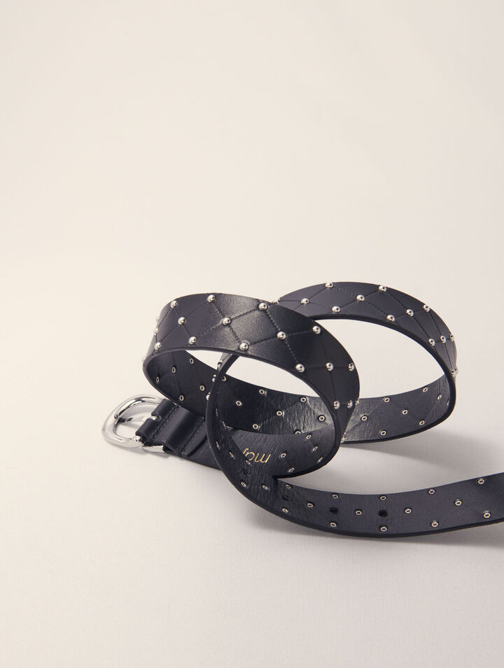 Quilted leather belt