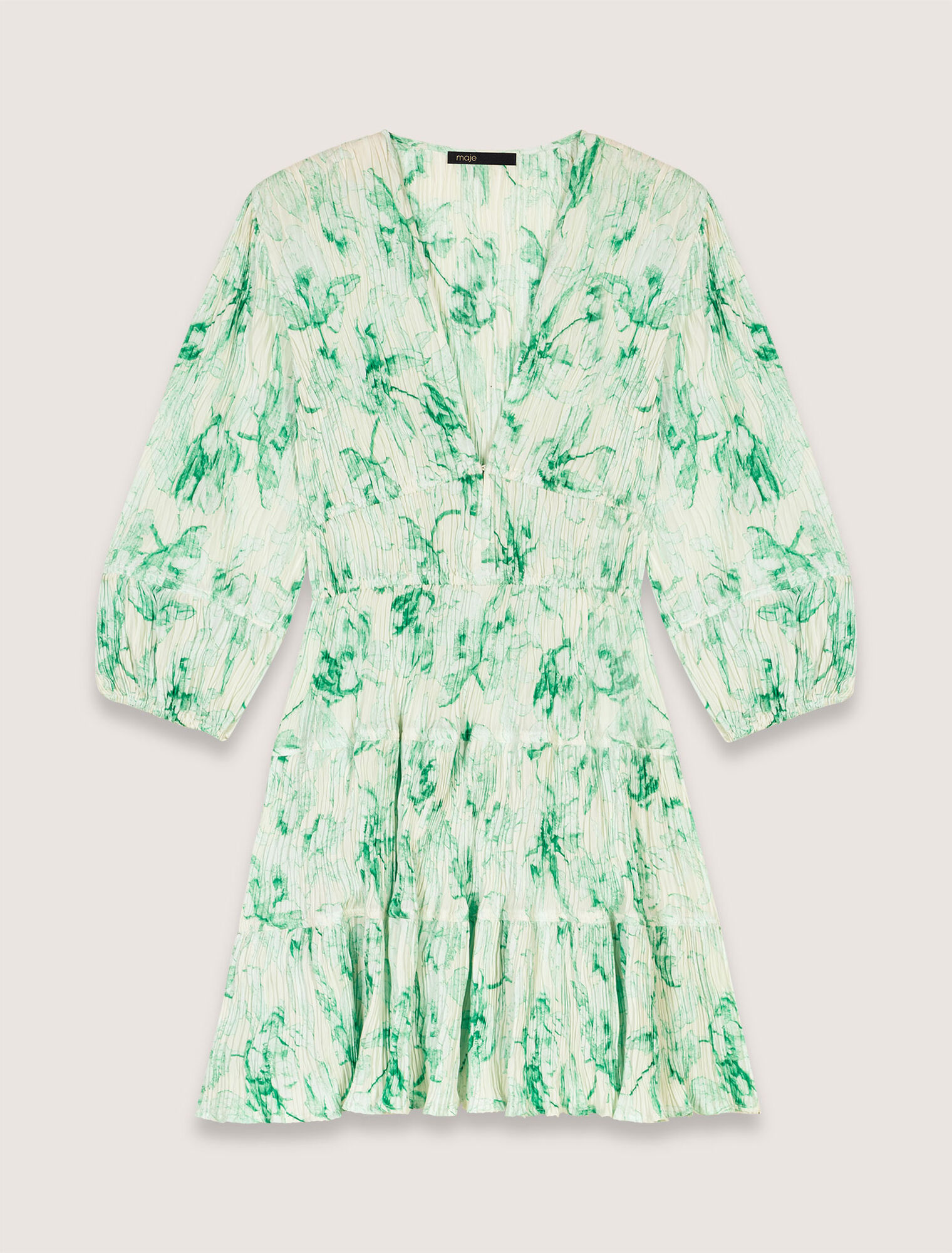 Patterned pleated short dress