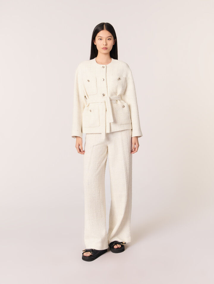 Belted tweed jacket