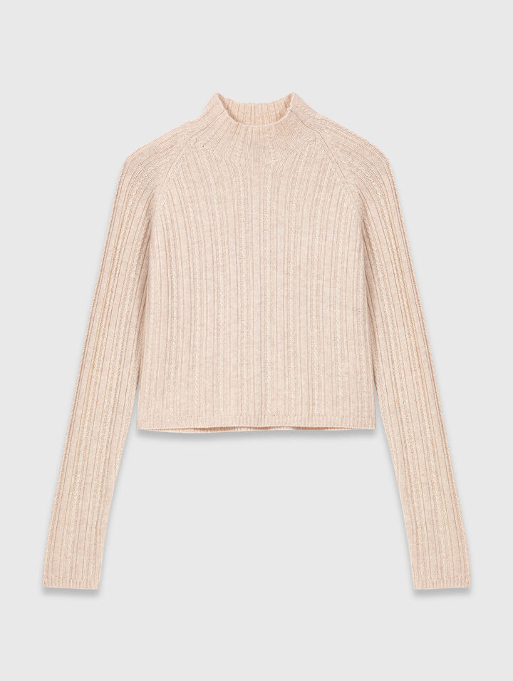Cropped cable-knit jumper