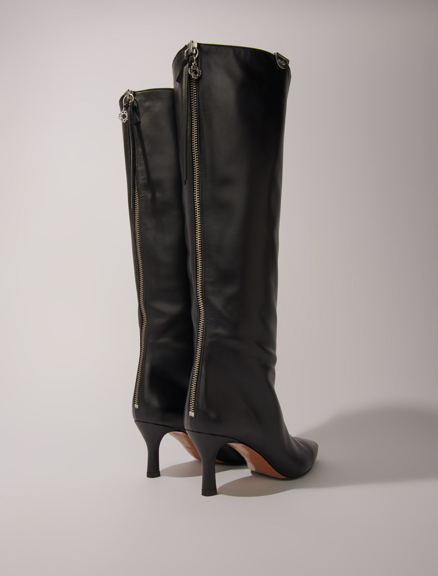 Pointed-toe leather boots