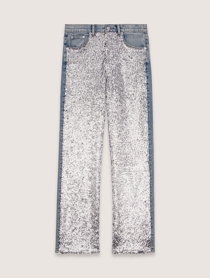 Maje Jeans Mit Pailletten In Blue Sky
