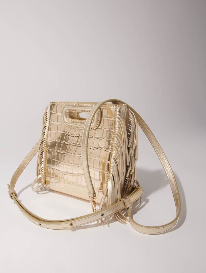 Mini embossed-leather M bag with chain