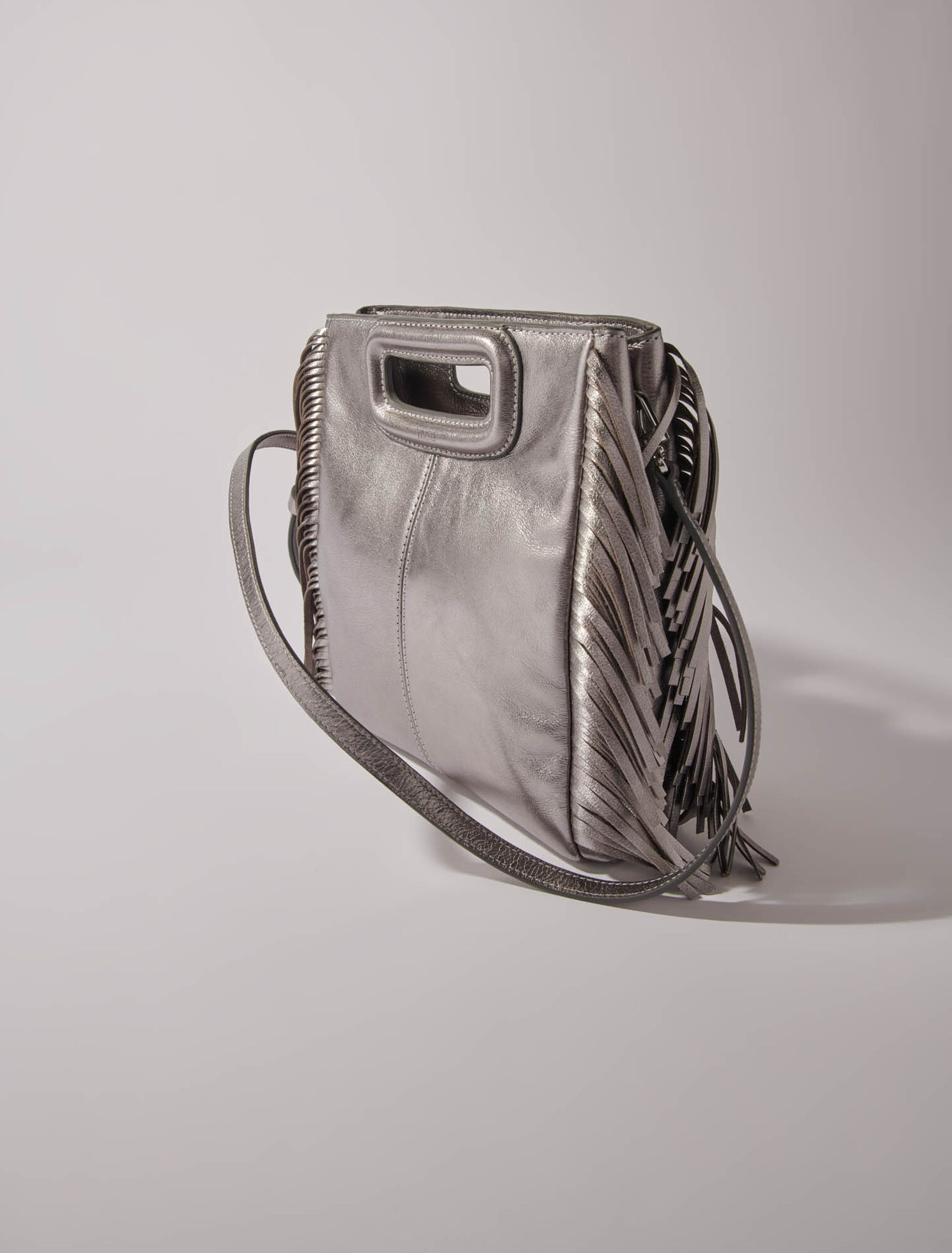 Gun metal leather M bag