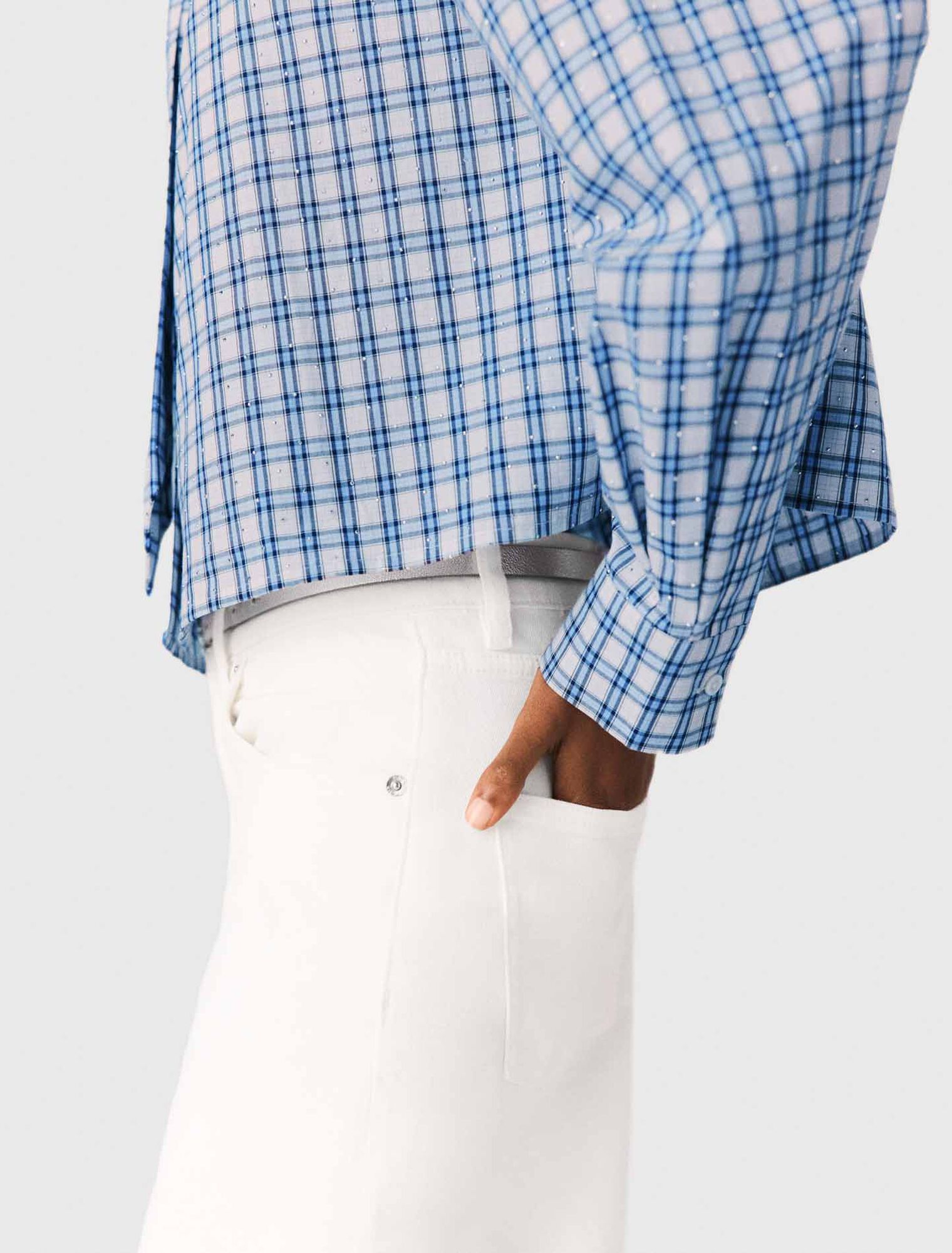 Rhinestone shirt with removable tie