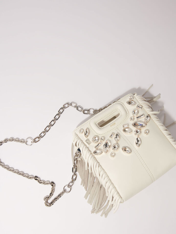 M mini leather bag with diamantés