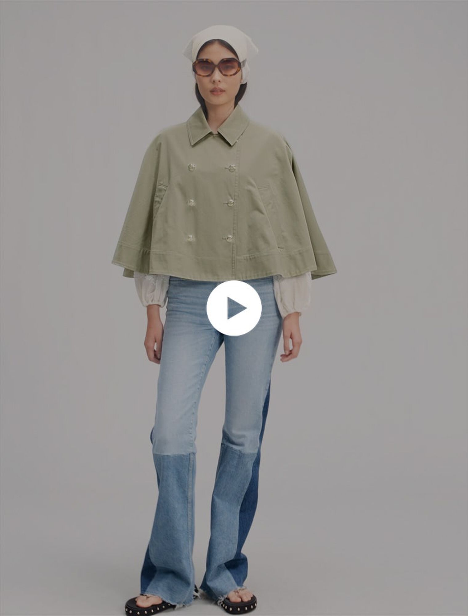 Short cape-effect trench coat