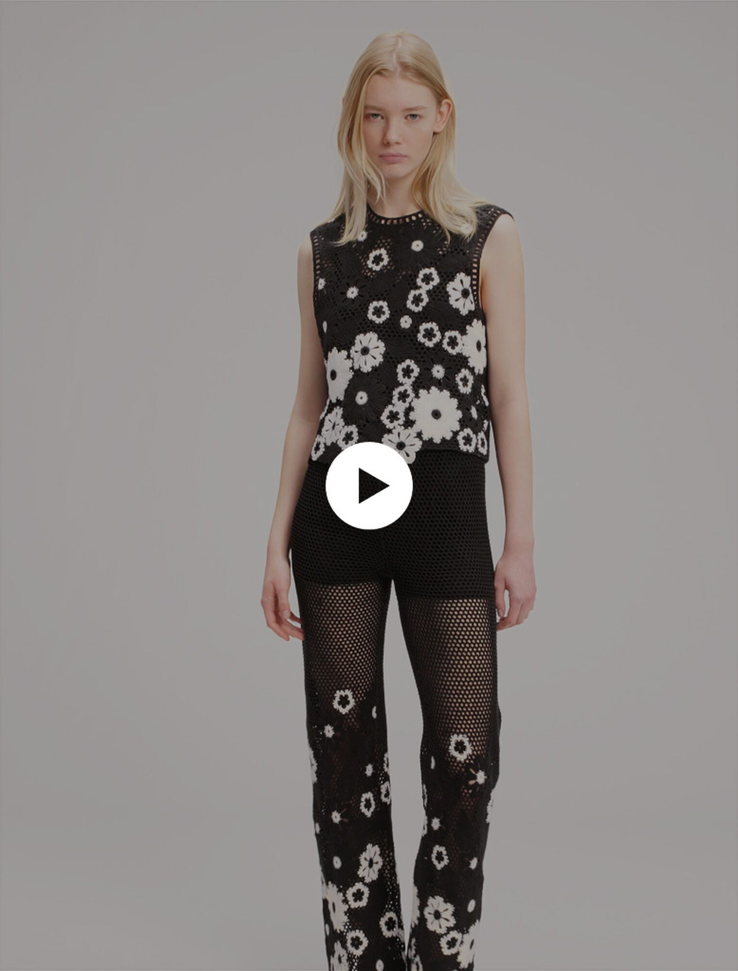 Floral crochet trousers