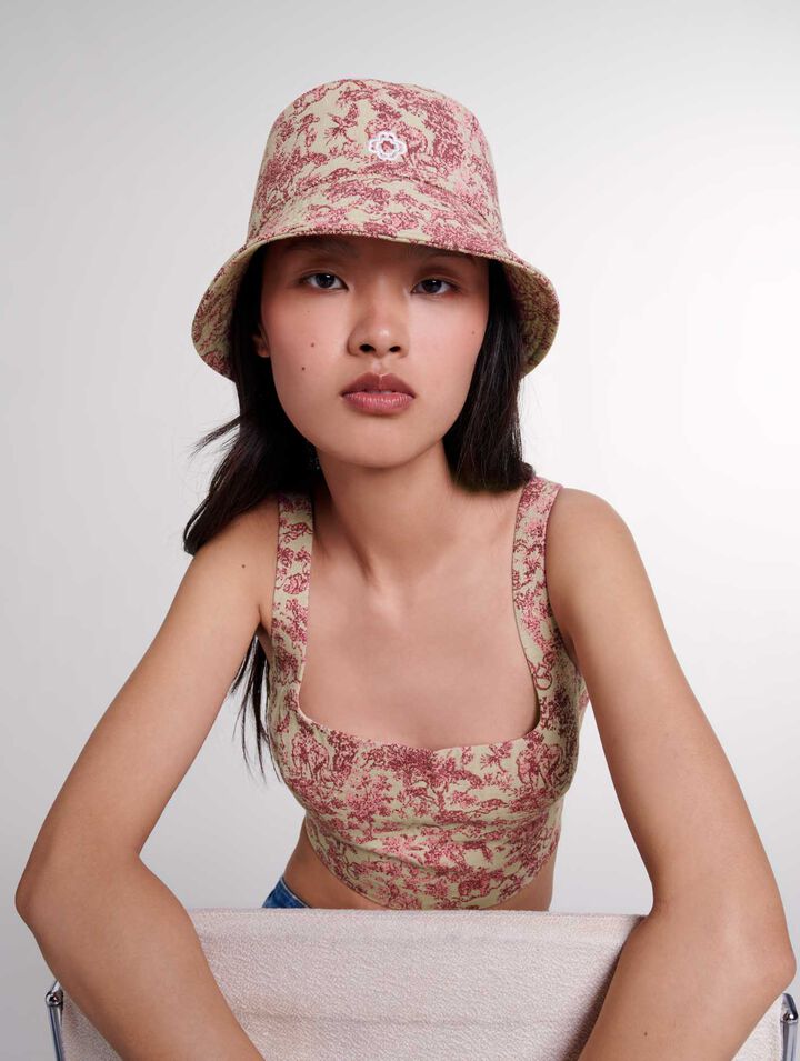 Patterned cotton bucket hat