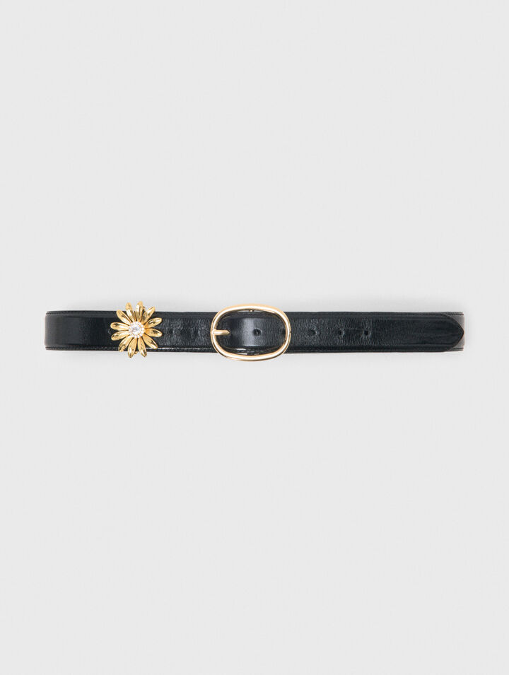Leather belt with removable jewel
