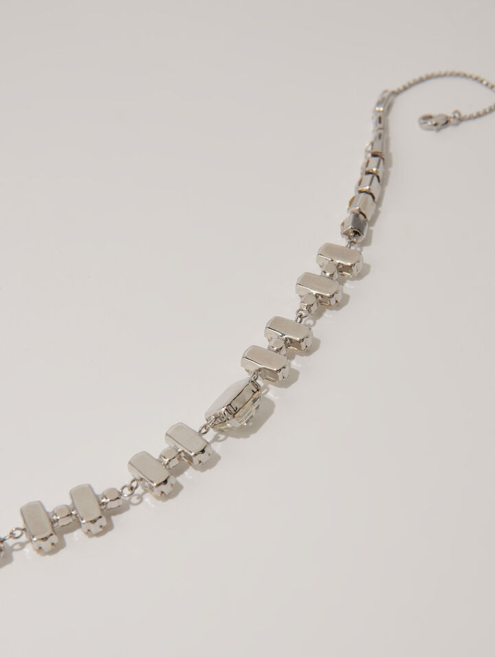 Silver rhinestone choker necklace