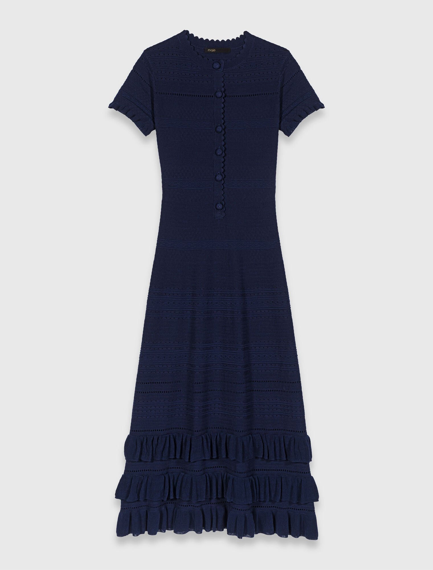 Knit maxi dress with ruffles