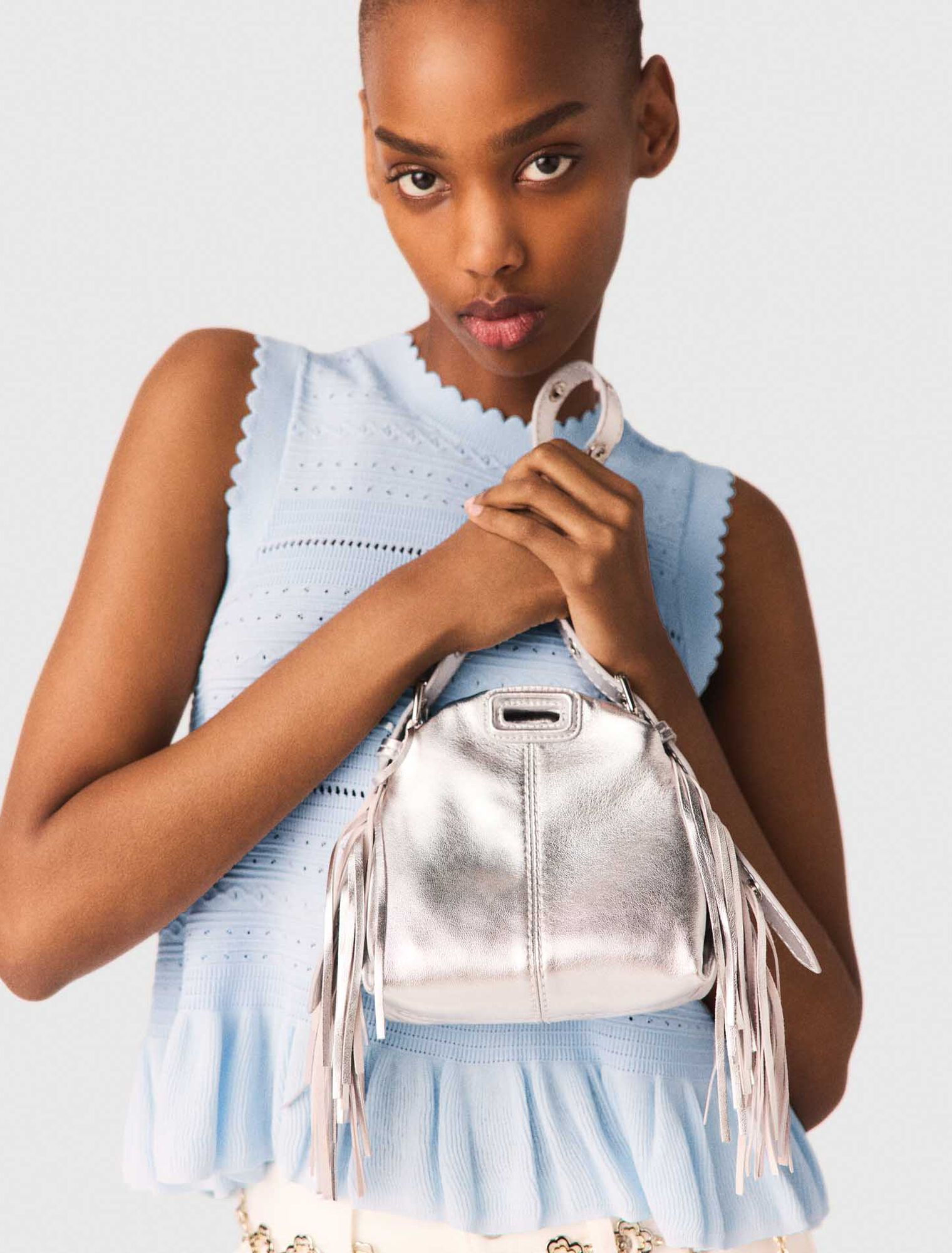 Metallic leather Miss M micro bag
