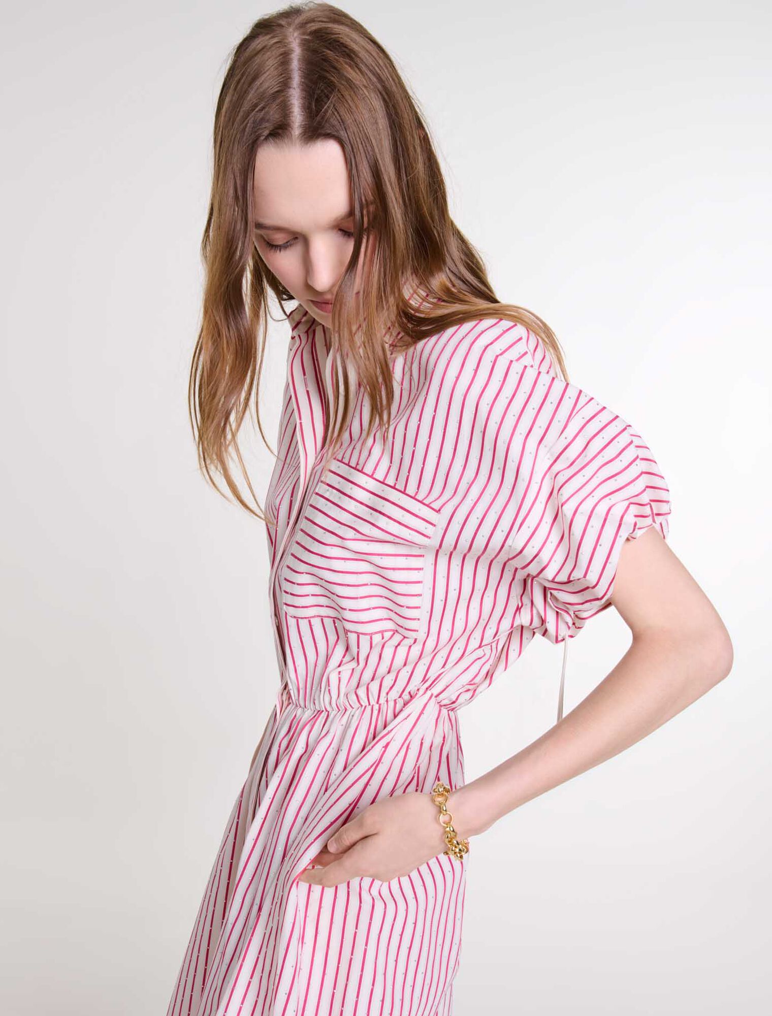 Striped and rhinestone maxi dress