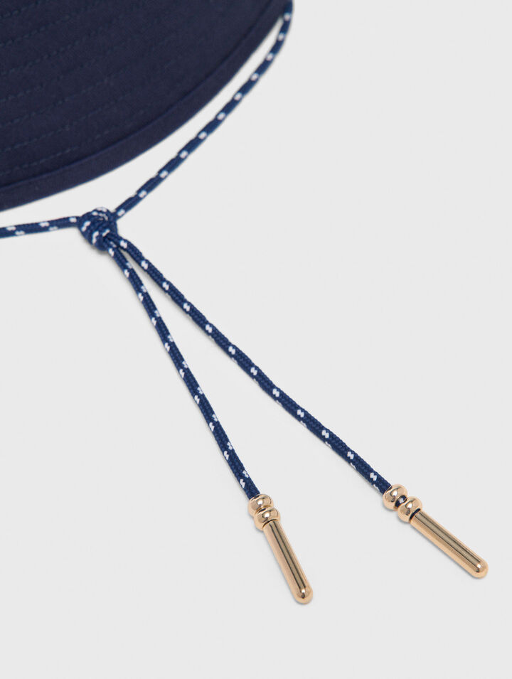 Cotton floppy hat with cord