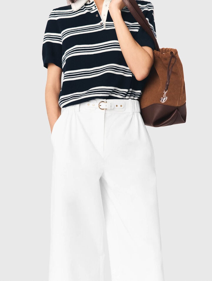 Wide-leg cotton trousers