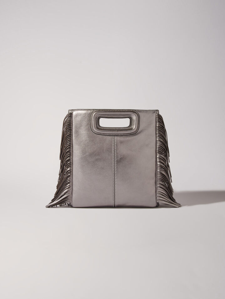 Gun metal leather M bag