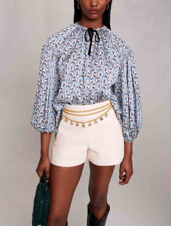 Loose-fitting satin-look blouse