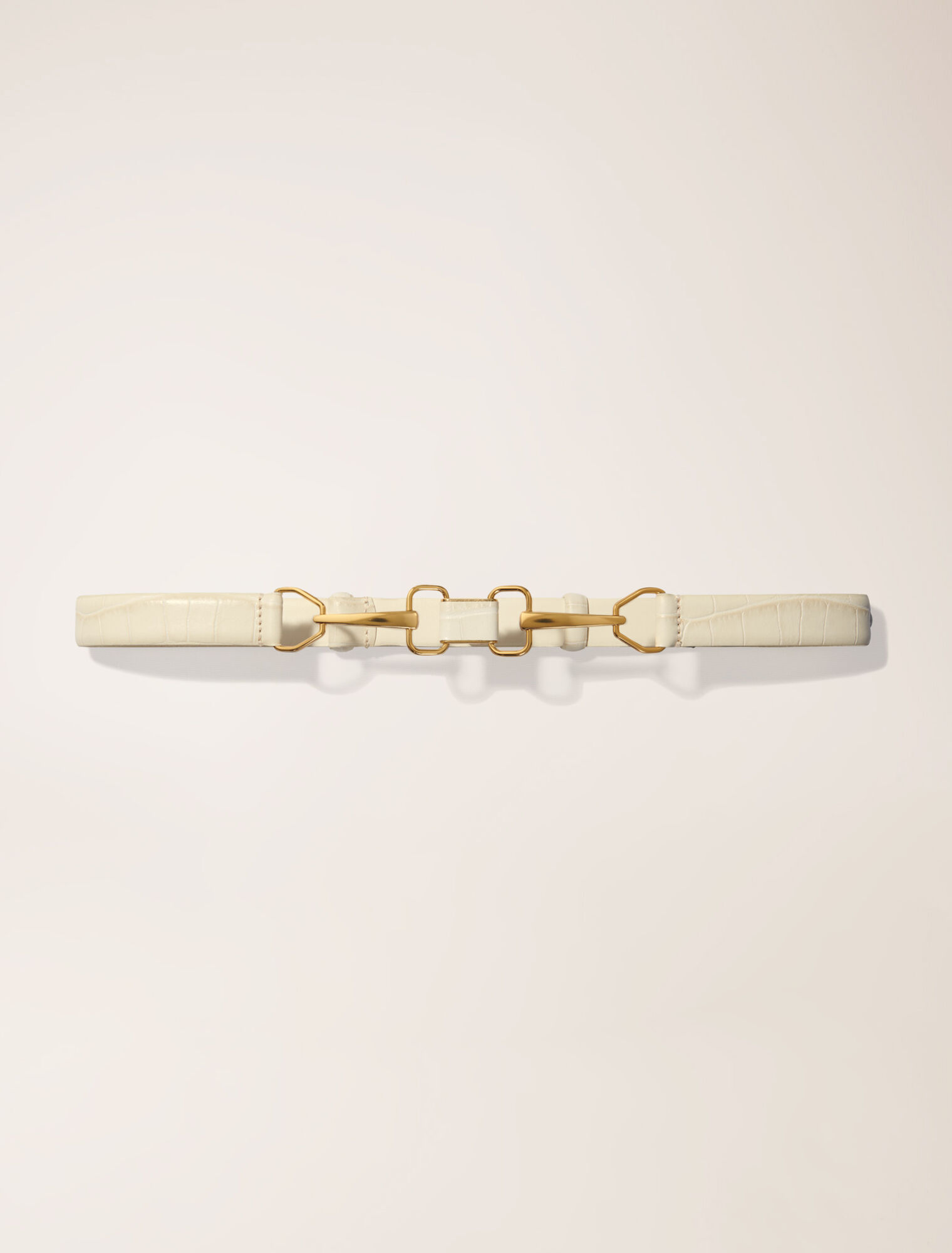 Leather belt with horse bit buckle