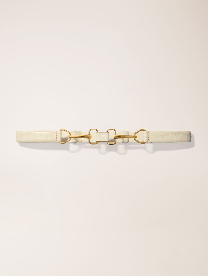 Leather belt with horse bit buckle