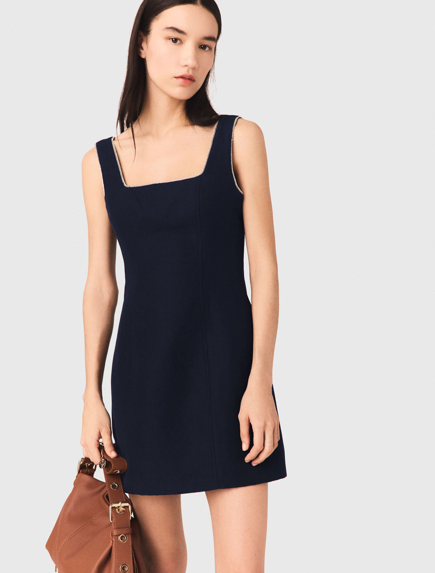 Short linen-blend dress