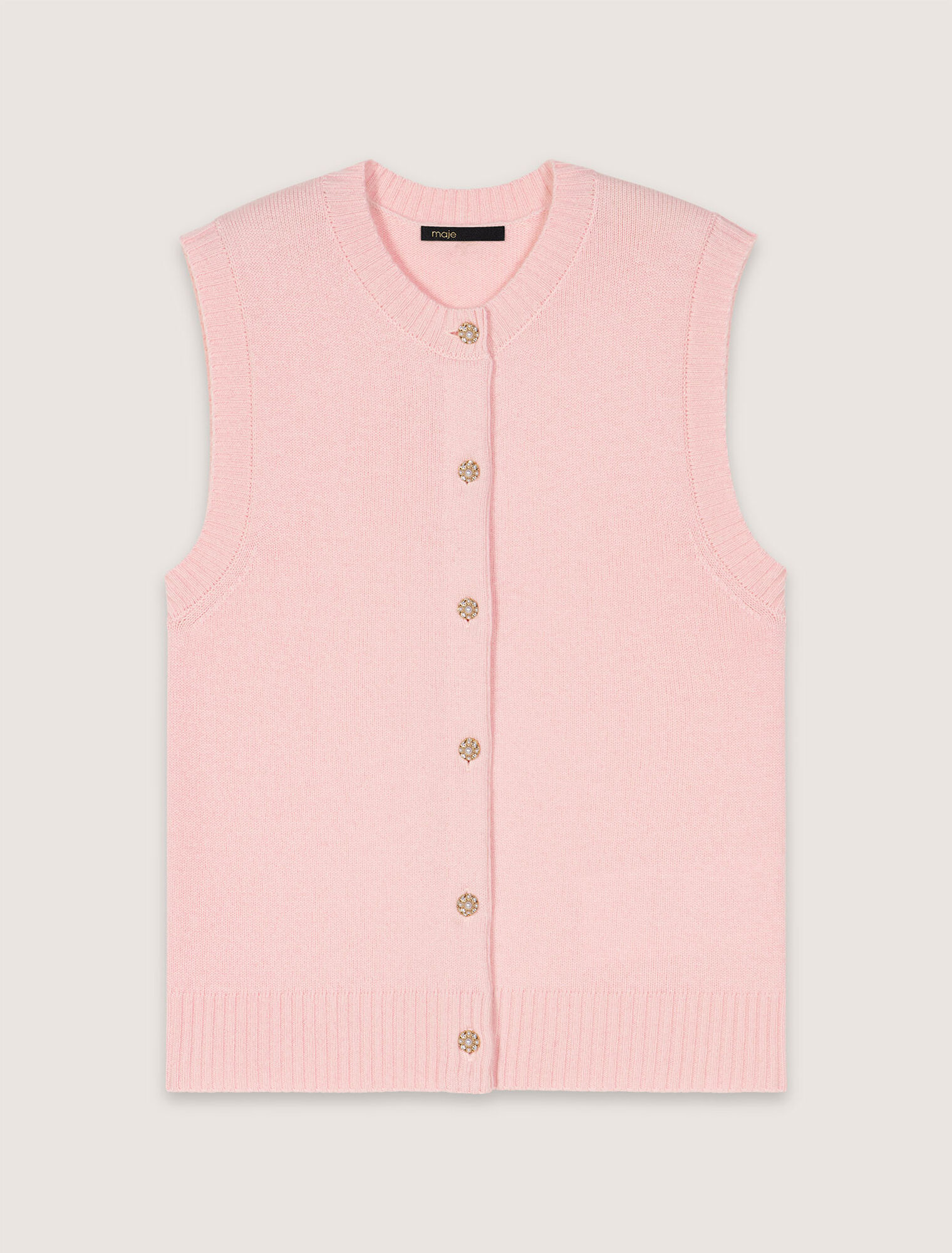 Sleeveless wool cardigan