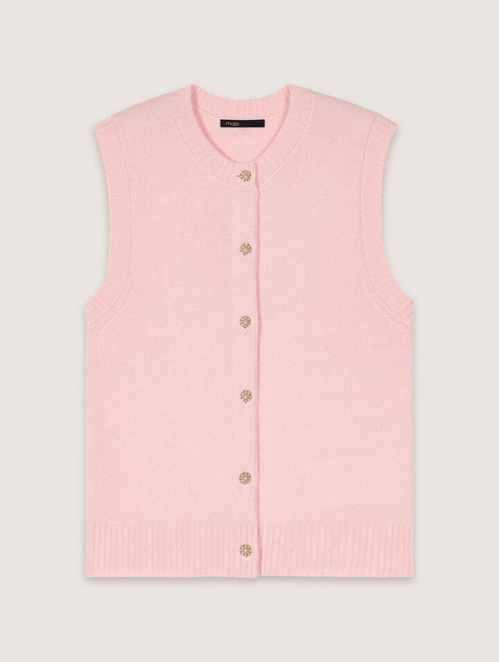 Maje Sleeveless Wool Cardigan In Pink