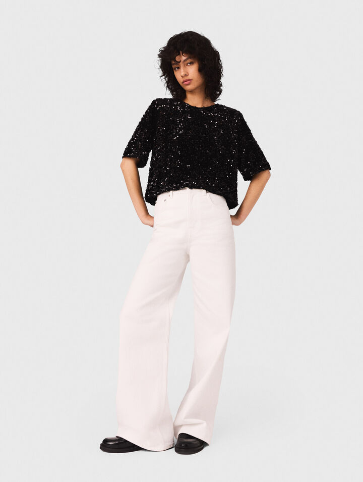 Sequinned velvet top