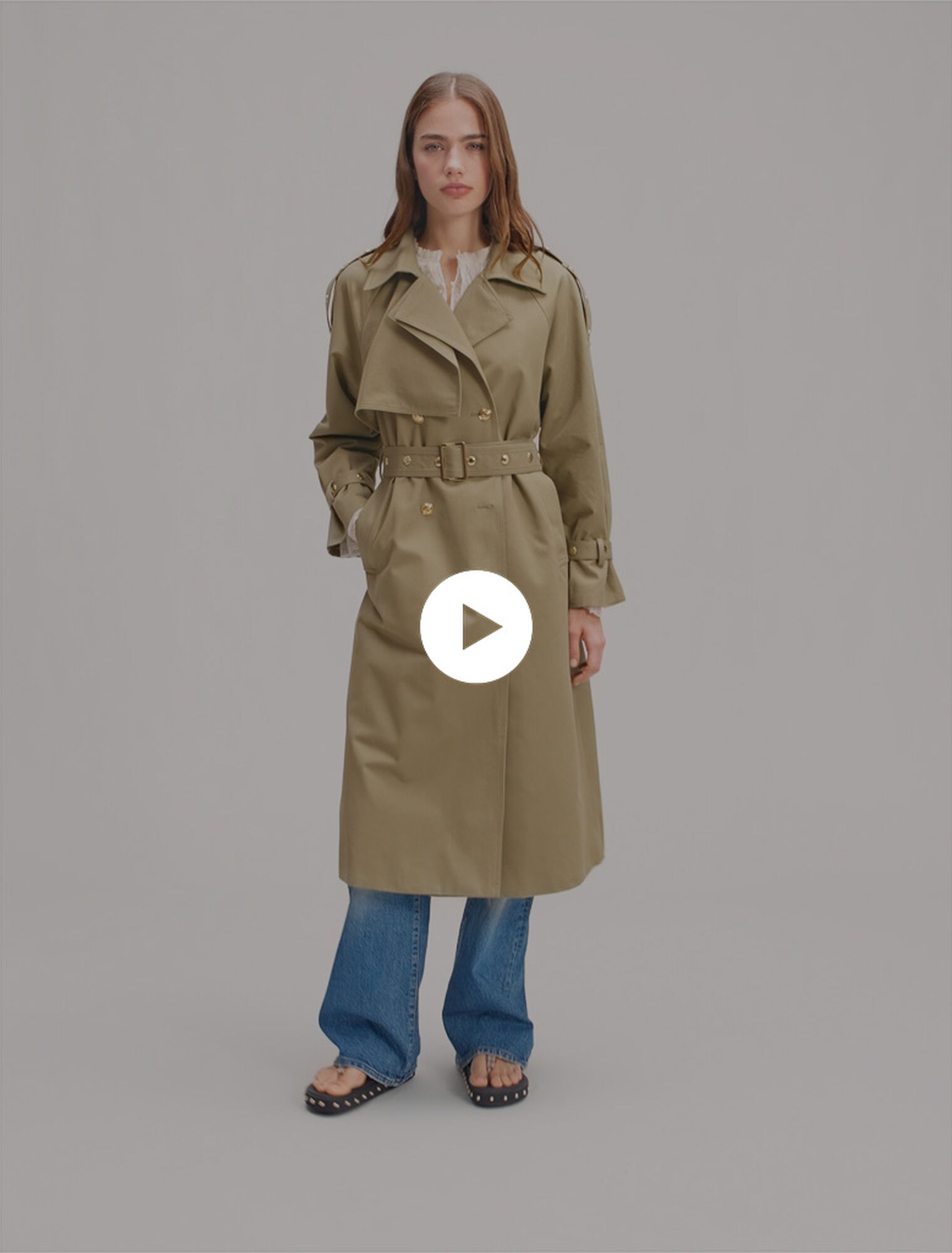Removable collar stud trench coat