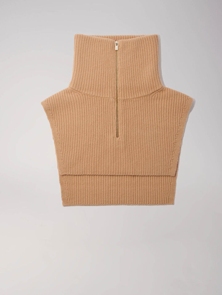 Cashmere/wool zip-up neck warmer