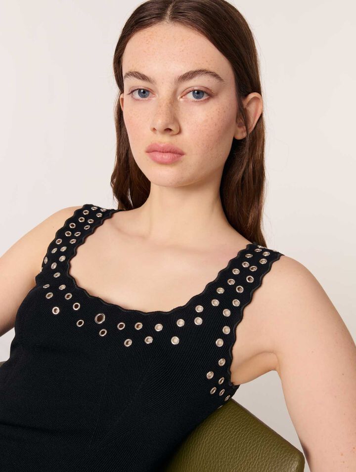 Short eyelet knit dress