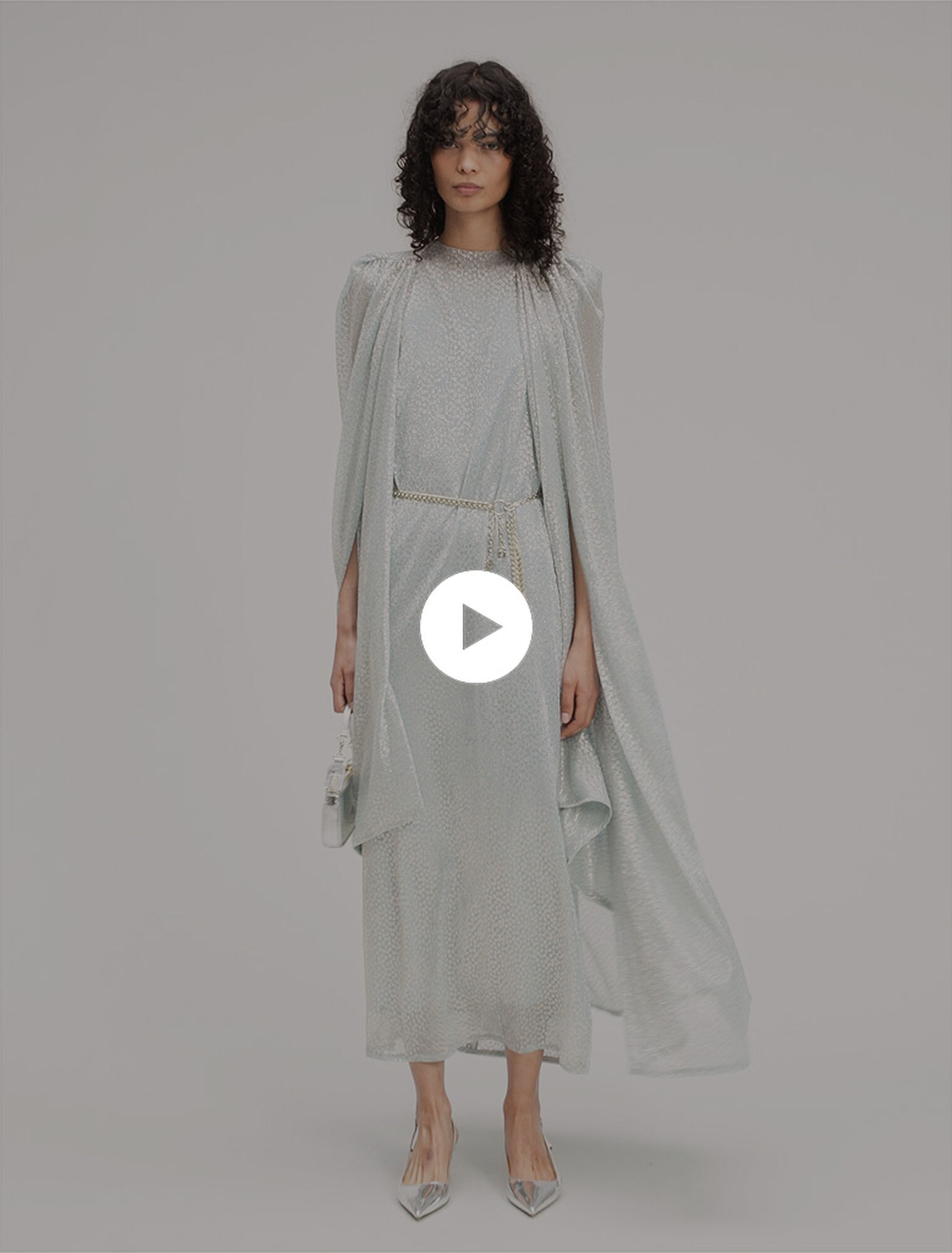 Lurex cape maxi dress
