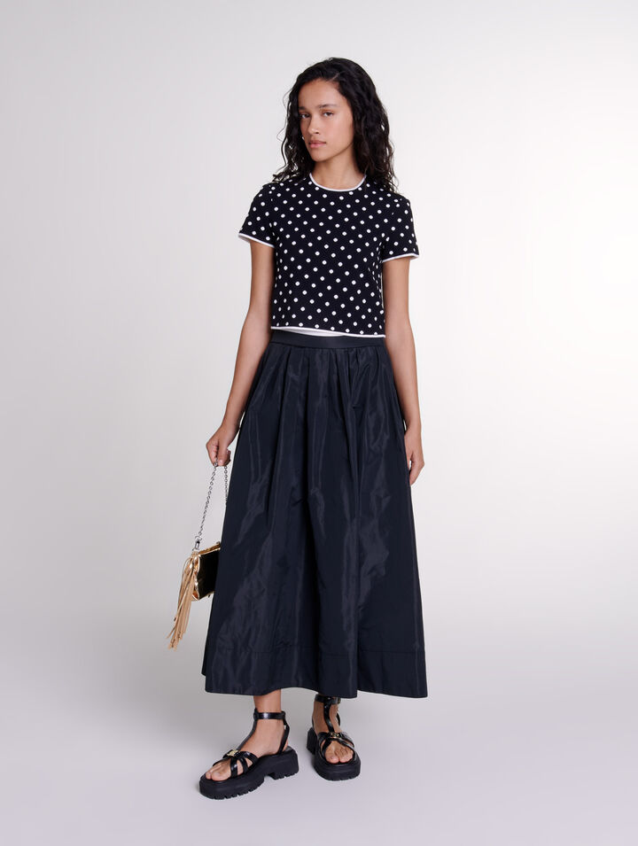Long skirt with contrast waistband 